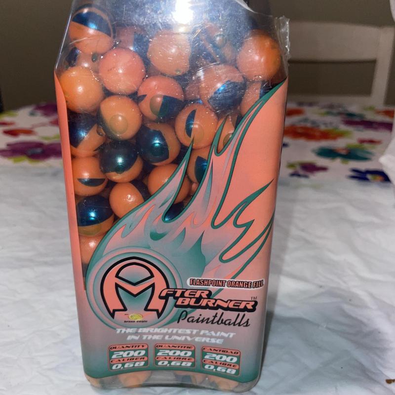New Old Stock Approx. 200 Count-After Burner Orange Paintballs-.68 cal